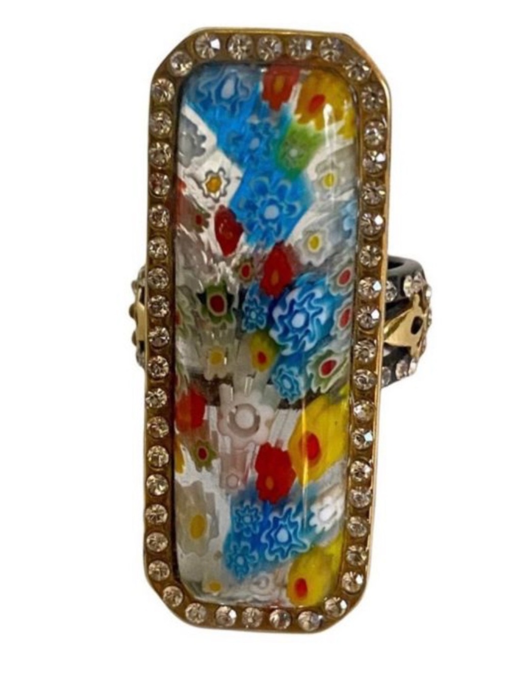 Vintage Millefiori Stainless Steel Setting Statement Ring with Gift Box - Size 9